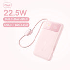 10000mAh Portable Power Bank with Dual Built-in USB-C Cables