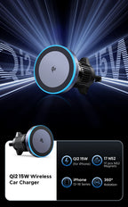 15W Qi2 Magnetic Wireless Car Charger for iPhone
