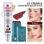 Color Correcting CC Cream and Sunscreen Blush Stick Duo Set