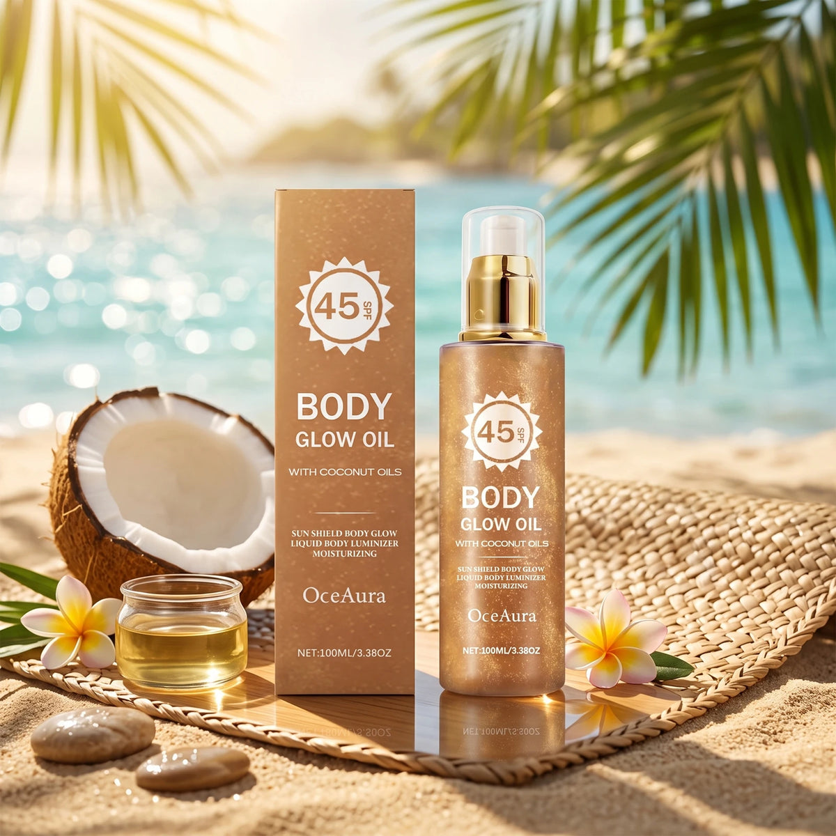 SPF 45 Coconut Moisturizing Glowing Body Oil