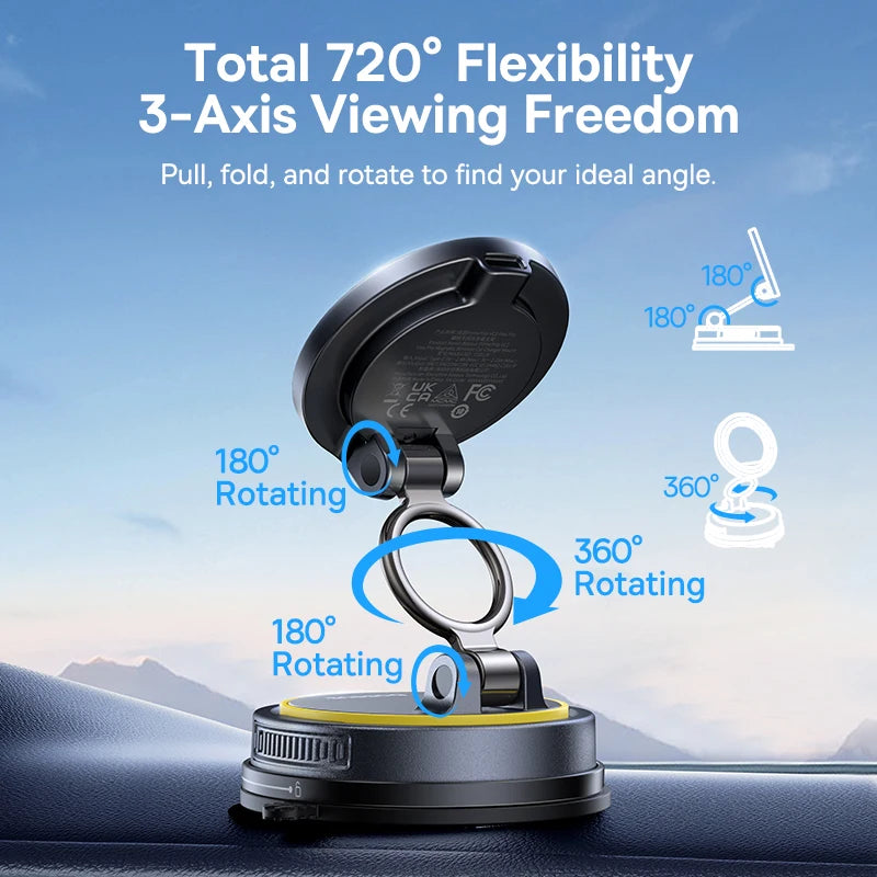 Magnetic Wireless Car Charger and Vacuum Mount Phone Holder