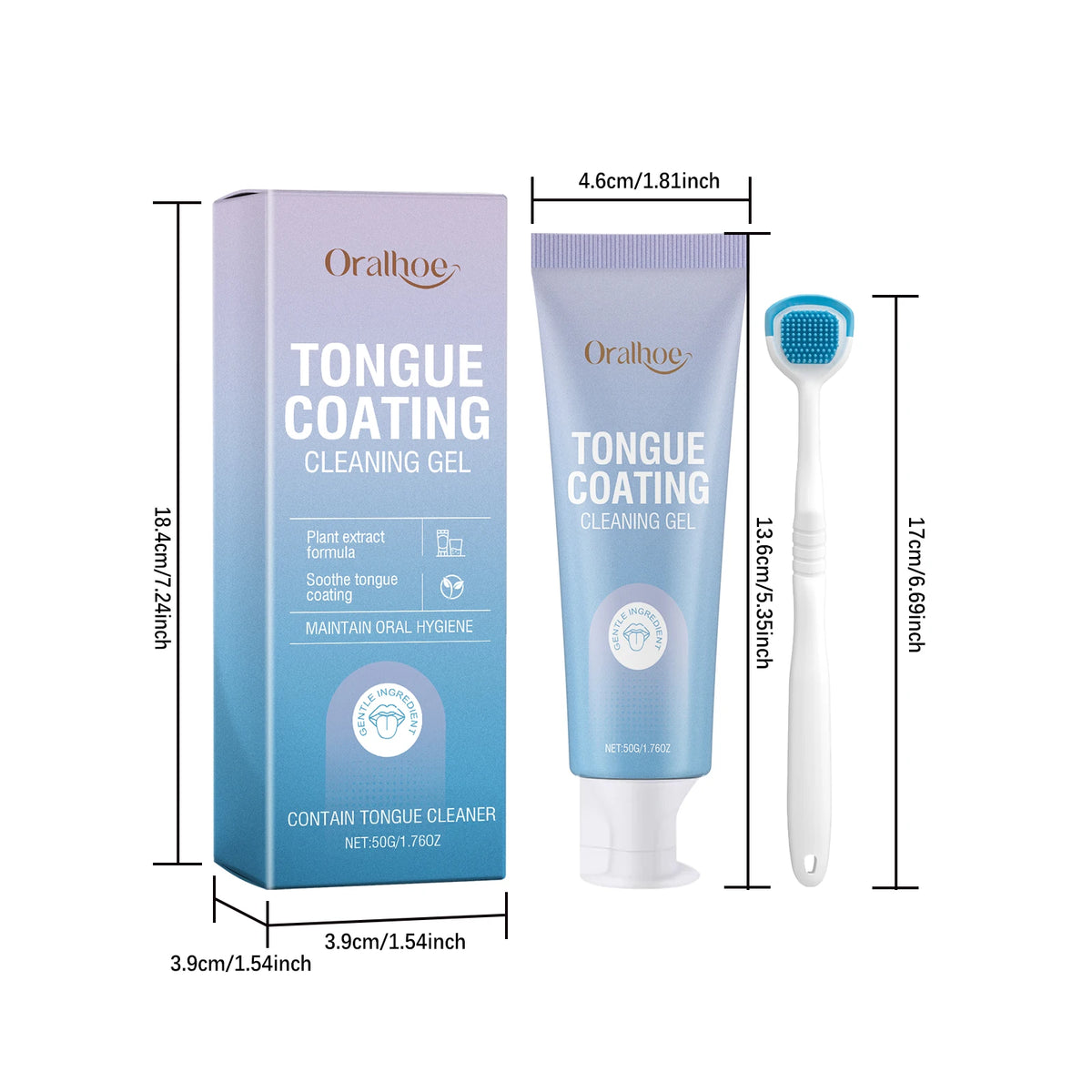 Tongue Cleaning Gel and Scraper Kit for Fresh Breath