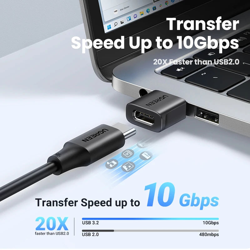 USB-A Male to USB-C Female OTG Adapter for Data and Charging - 2