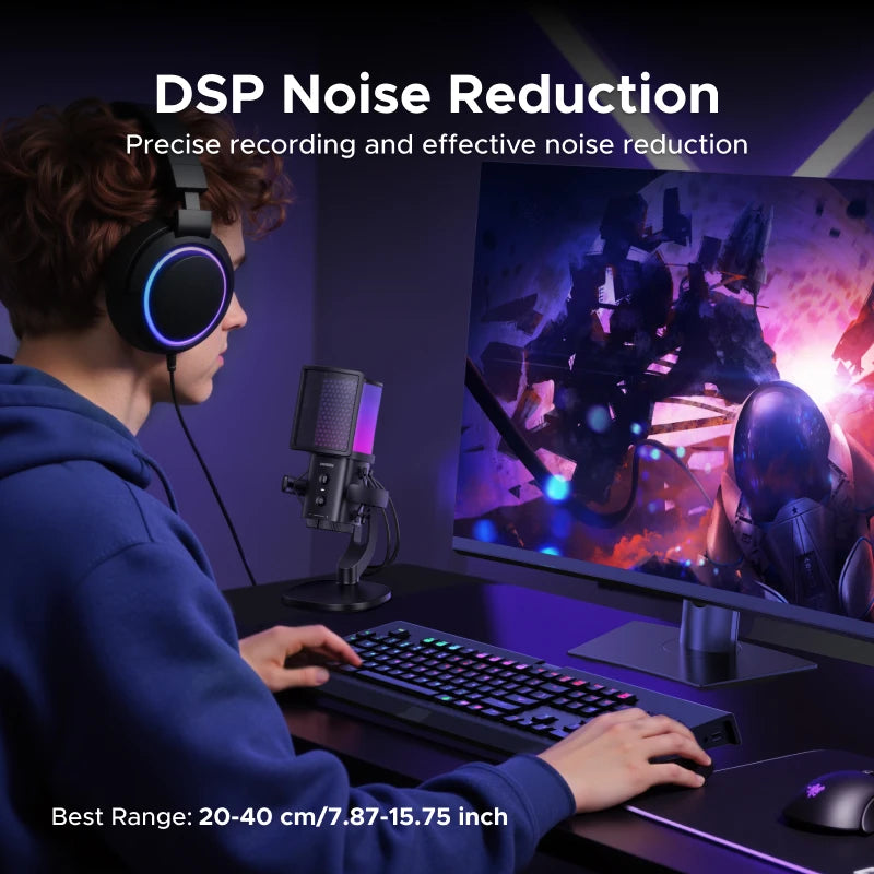 USB Condenser Microphone with RGB Lighting for Gaming and Streaming - 6
