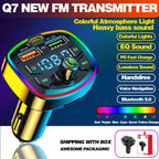 Bluetooth 5.0 FM Transmitter Car Charger PD 18W USB Dual Port Adapter
