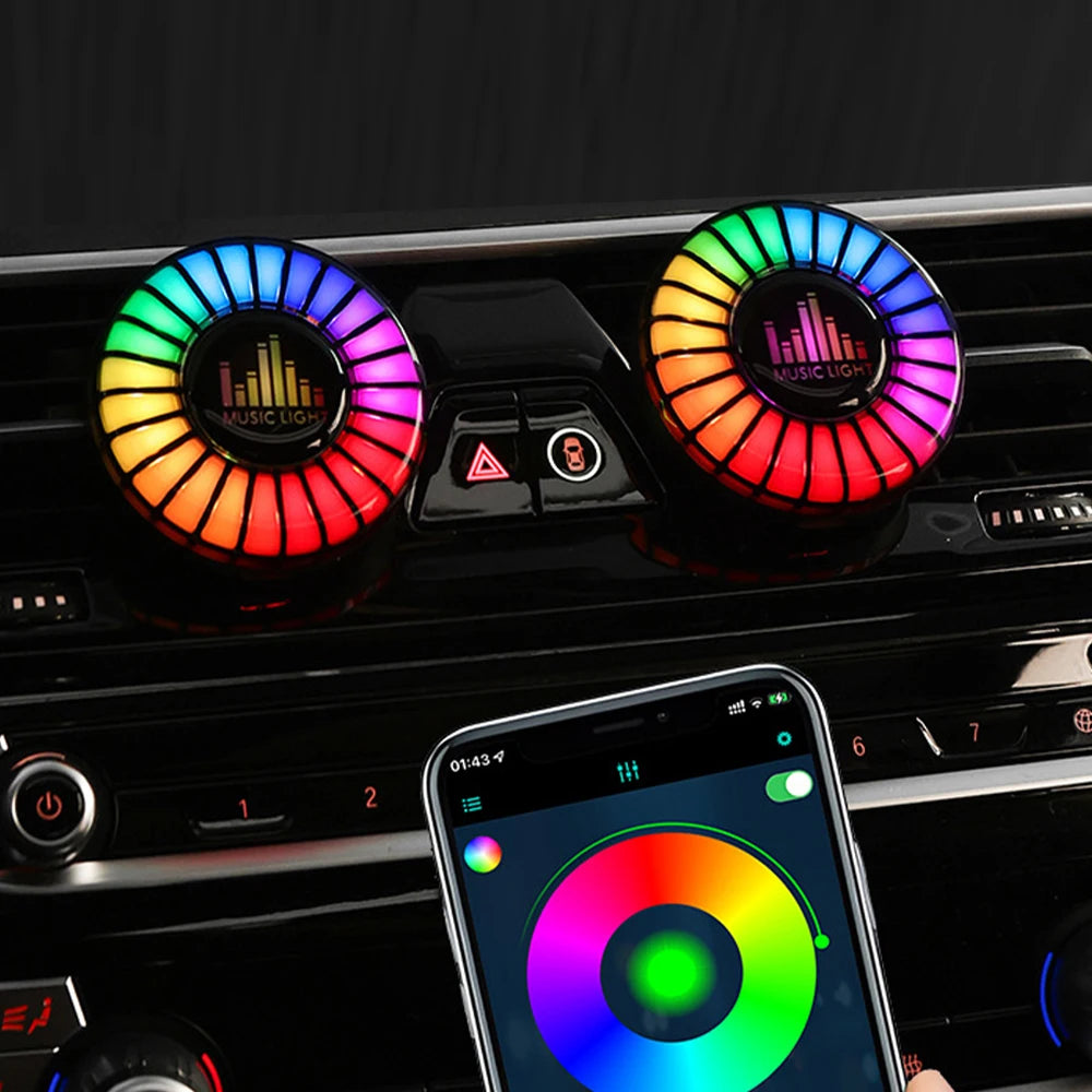 Car Air Vent Fragrance Diffuser with RGB Music Rhythm LED Light