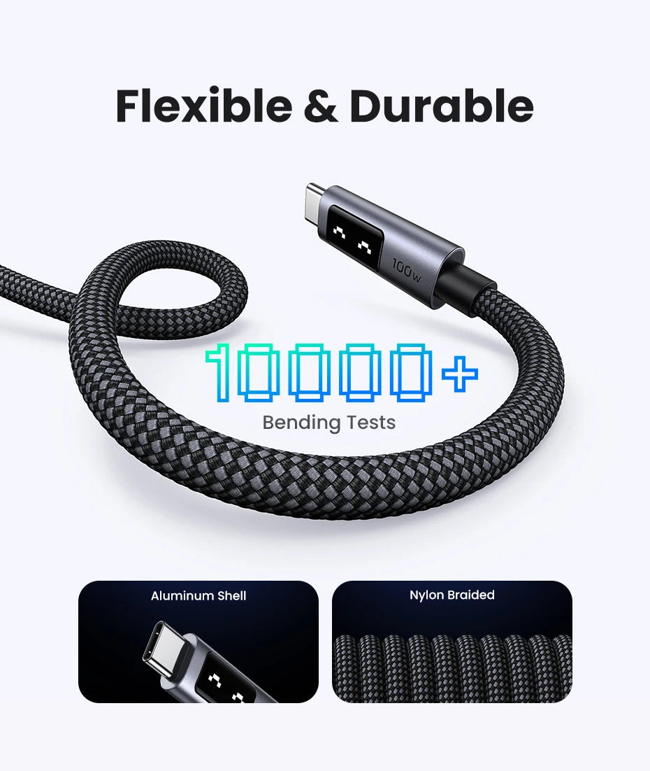 100W USB-C Fast Charging Cable with LED Status Display