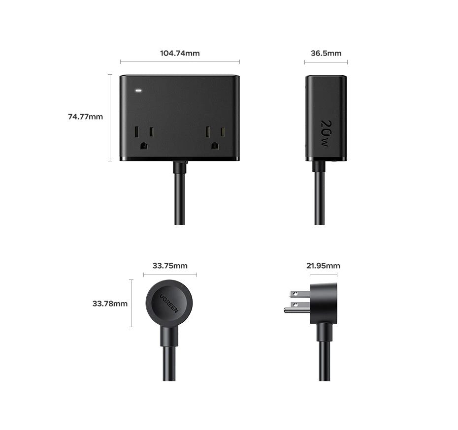 8-in-1 Compact Desktop Power Strip with USB-C Fast Charger