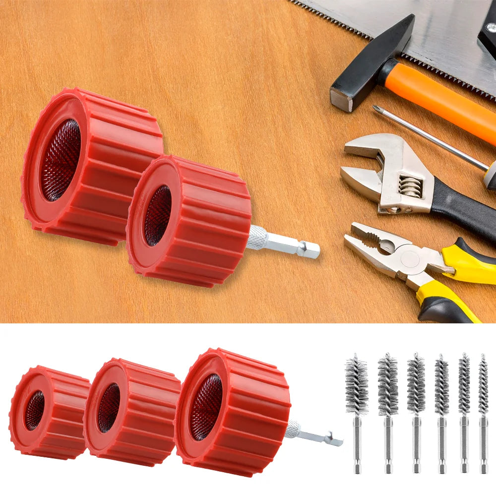 Copper Pipe and Tube Cleaning Brush Set for Electric Drills - 3