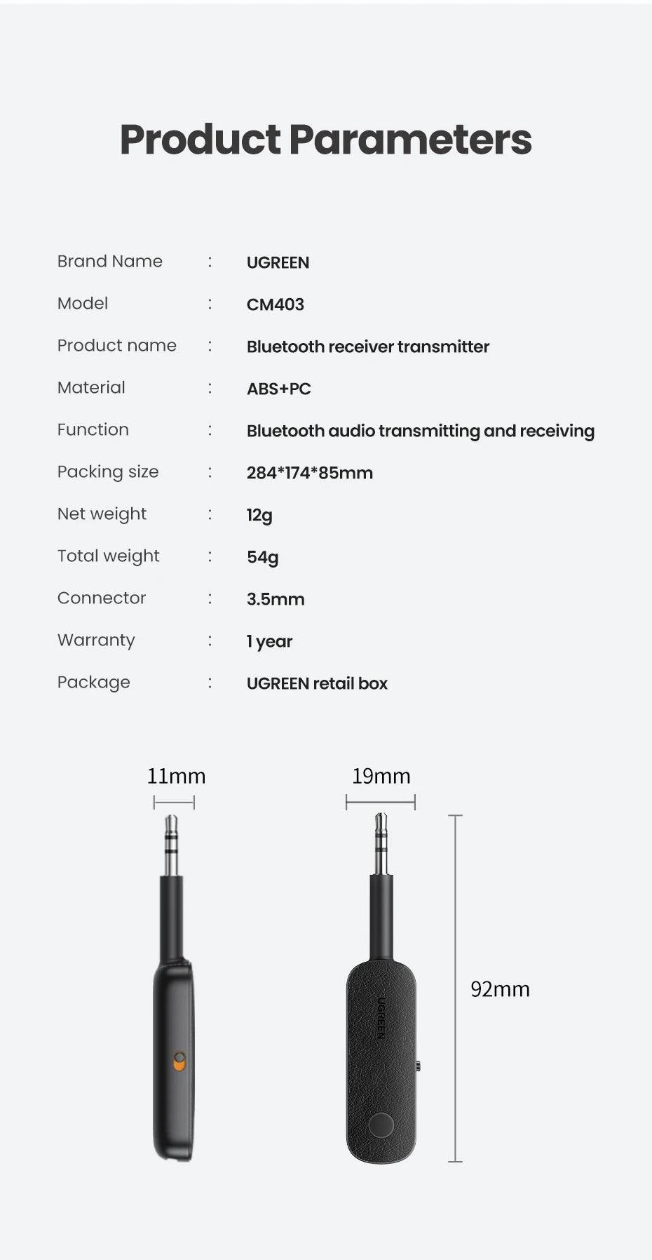2-in-1 Bluetooth 5.0 Transmitter and Receiver for Car and Home Audio