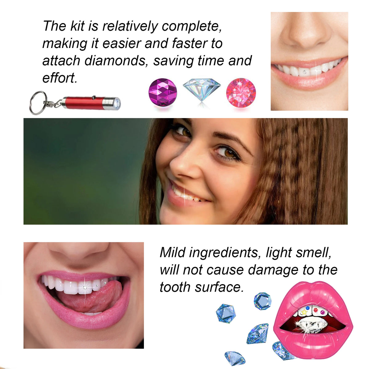 Professional DIY Tooth Gem Kit with UV Light