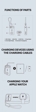 45W 10000mAh Portable Power Bank with Integrated Watch Charger