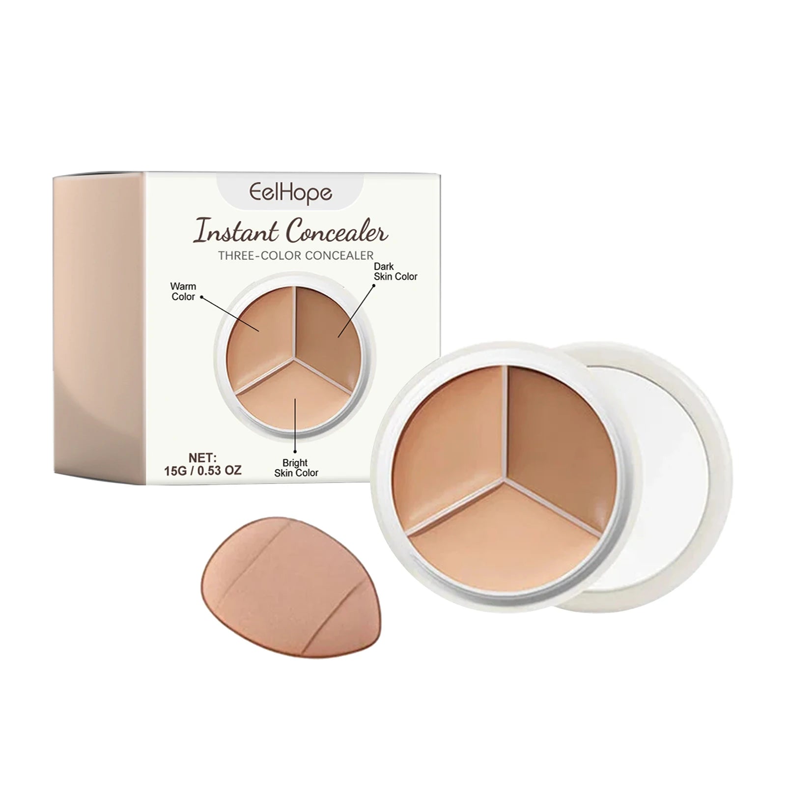 3-Color Cream Concealer Palette for Dark Circles and Blemishes - 16