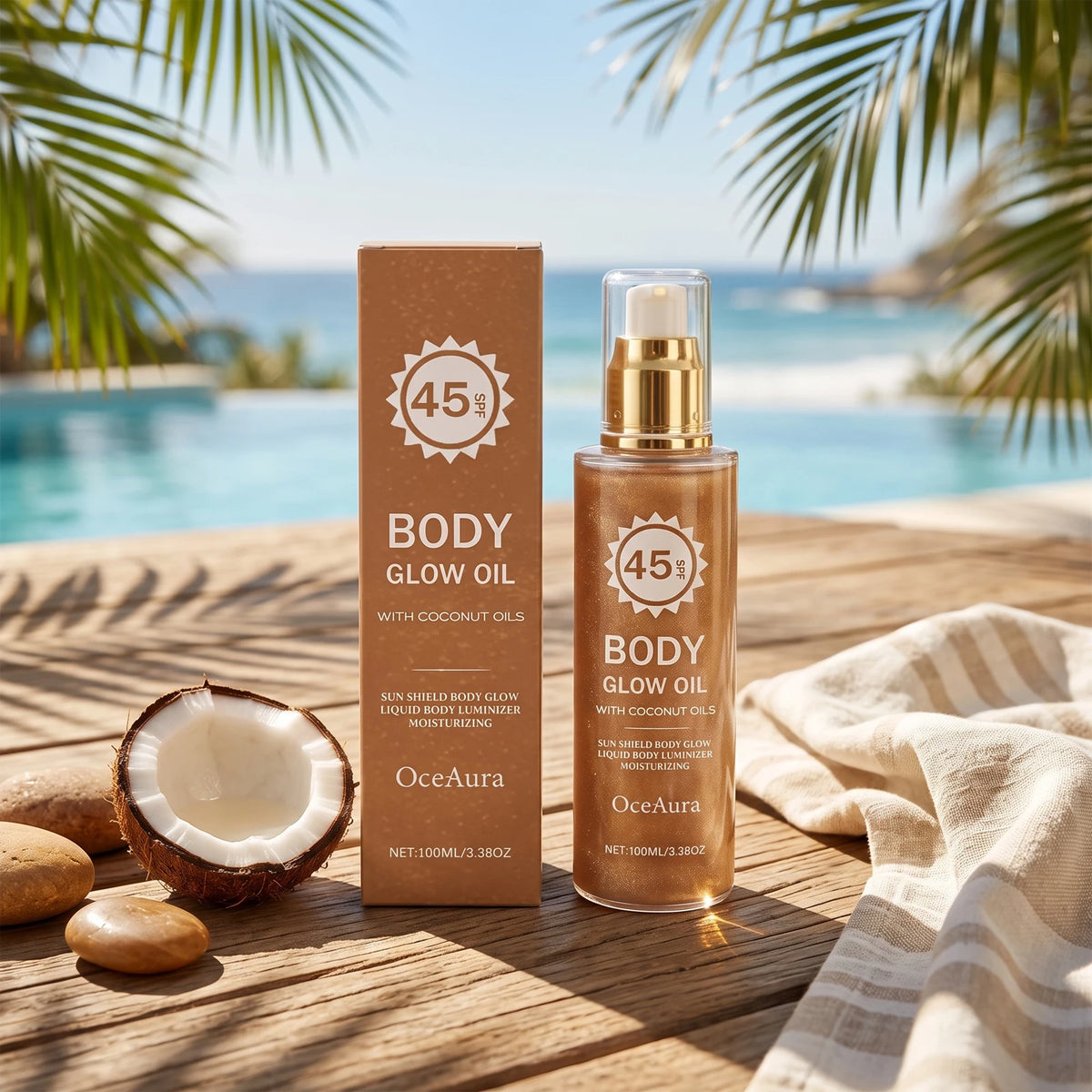 SPF 45 Coconut Moisturizing Glowing Body Oil