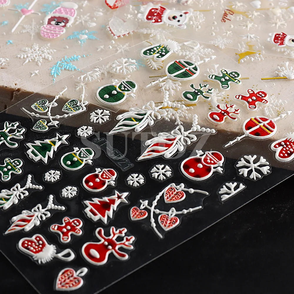 5D Embossed Christmas Nail Art Stickers - 13