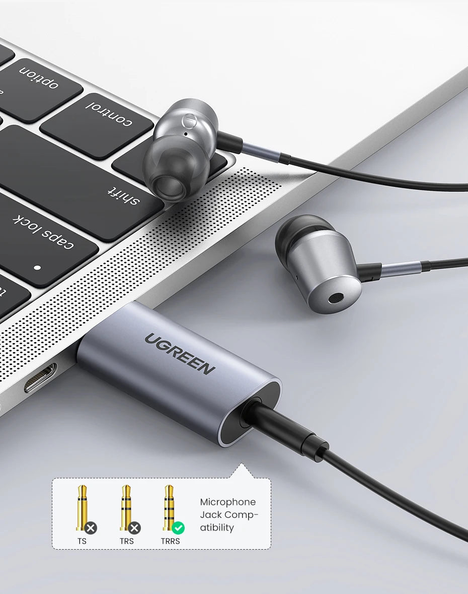 USB to 3.5mm External Sound Card Audio Adapter