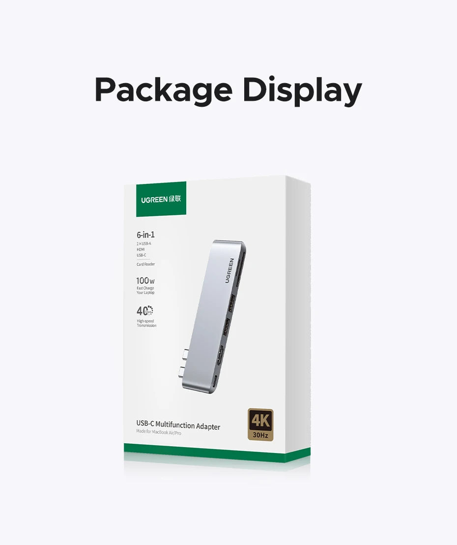 6-in-2 USB-C Hub Adapter for MacBook Pro and Air