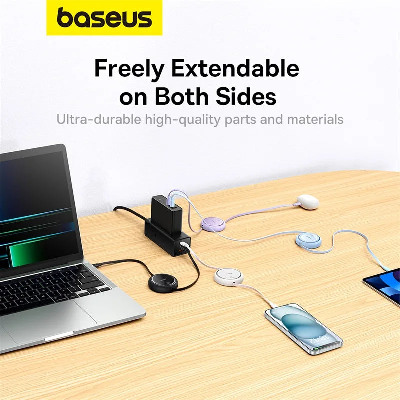 100W Fast Charging Retractable USB-C to USB-C Cable
