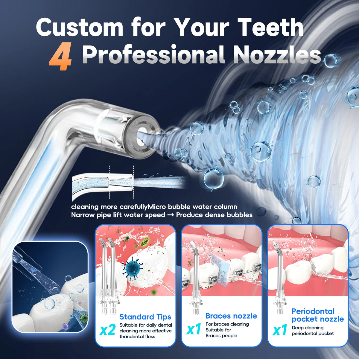 Portable Cordless Electric Water Flosser for Teeth Cleaning