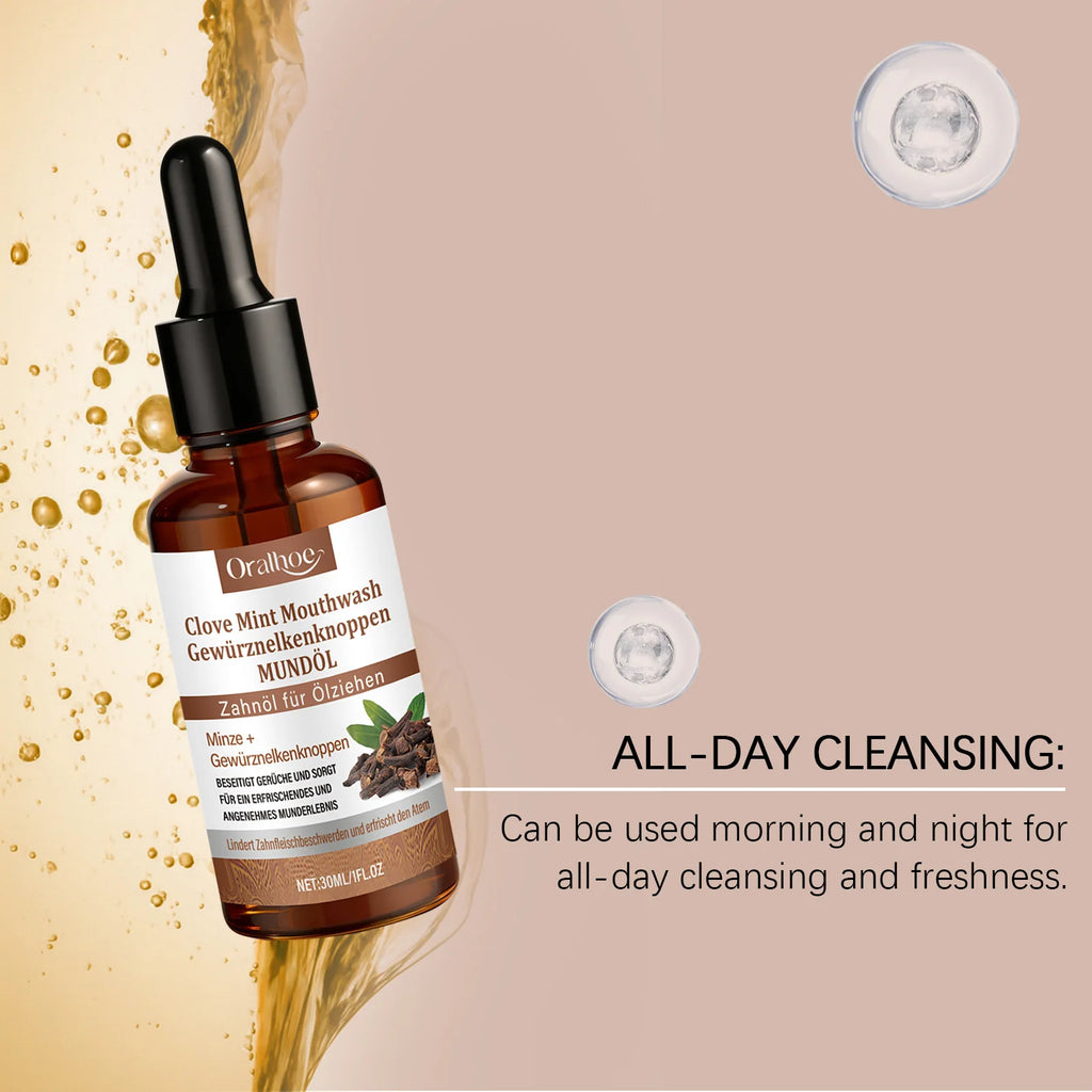 Clove Mint Oral Rinse for Fresh Breath and Teeth Whitening
