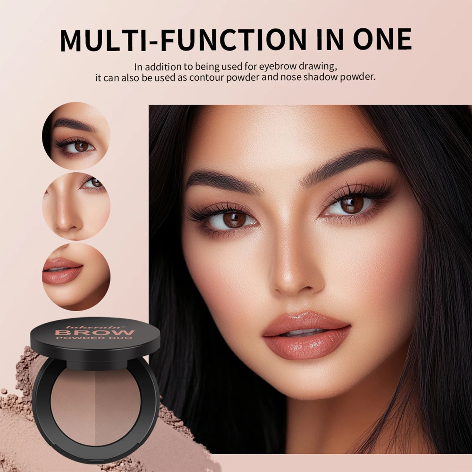 Dual-Tone Eyebrow Powder Palette with Brush - 5