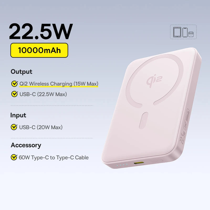 Qi2 Magnetic Wireless Portable Power Bank 10000mAh