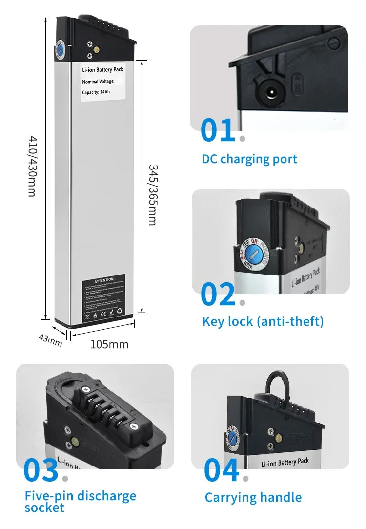 36V Lithium-Ion E-Bike Replacement Battery Pack