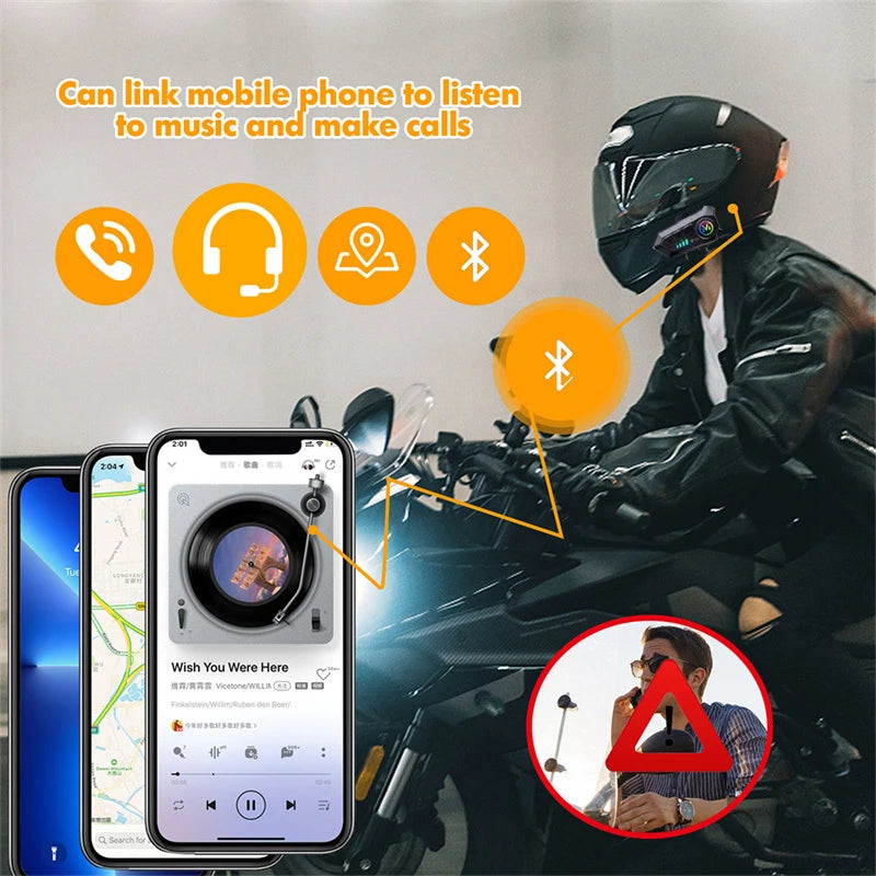Bluetooth 5.3 Motorcycle Helmet Headset with Voice Control - 2