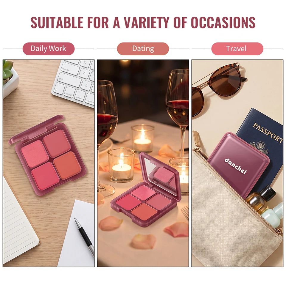 4-Shade Matte and Shimmer Blush Palette