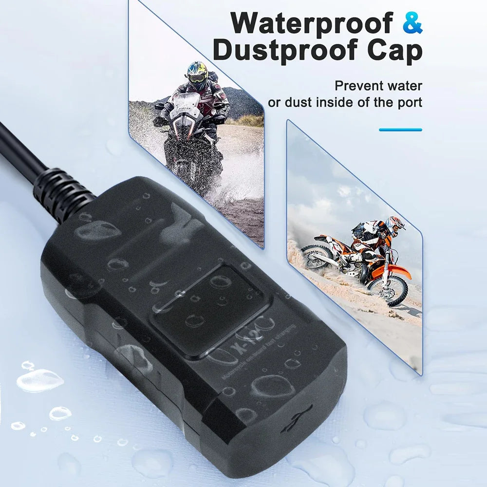 Motorcycle Handlebar USB Type C Charger with Voltmeter and Power Switch