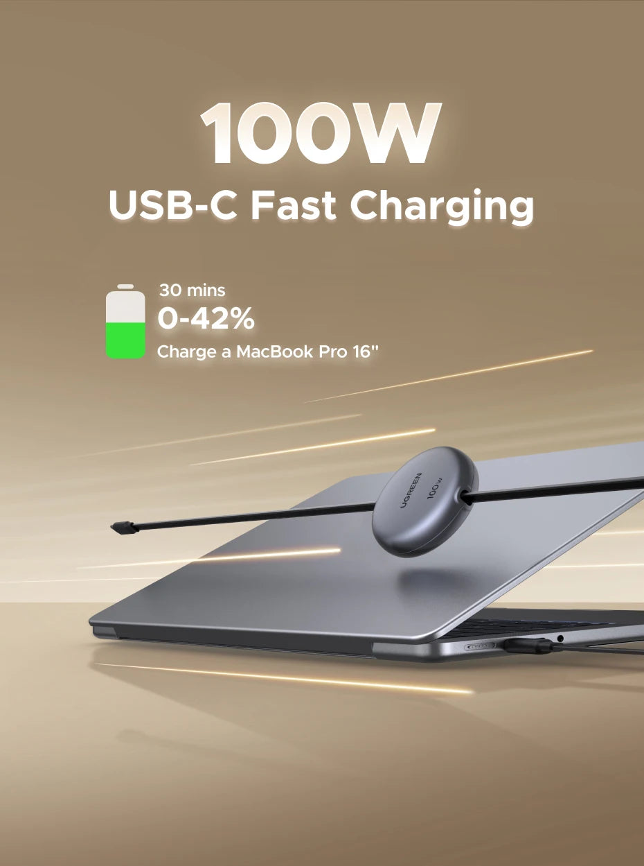 100W Retractable USB-C to USB-C Fast Charging Cable