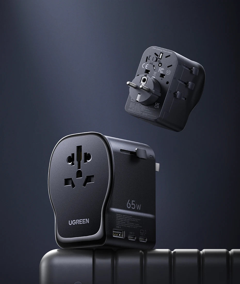 65W GaN Universal Travel Adapter with 2 USB-C and 1 USB-A Ports - 8