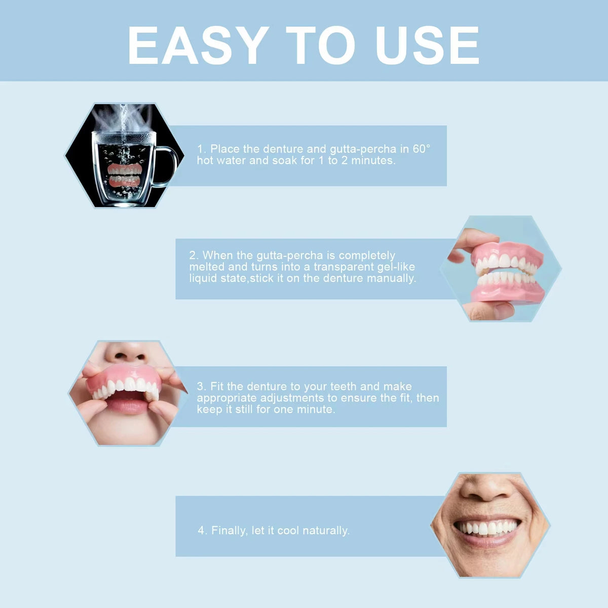Comfort Denture Adhesive Support for Missing Teeth