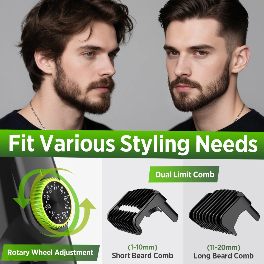 Cordless Vacuum Beard and Hair Trimmer for Men