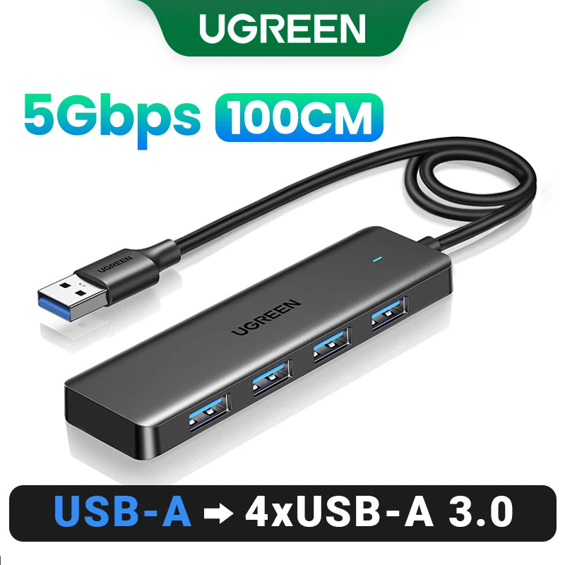 4-Port USB 3.0 Data Hub Splitter for Laptops and Desktop PCs