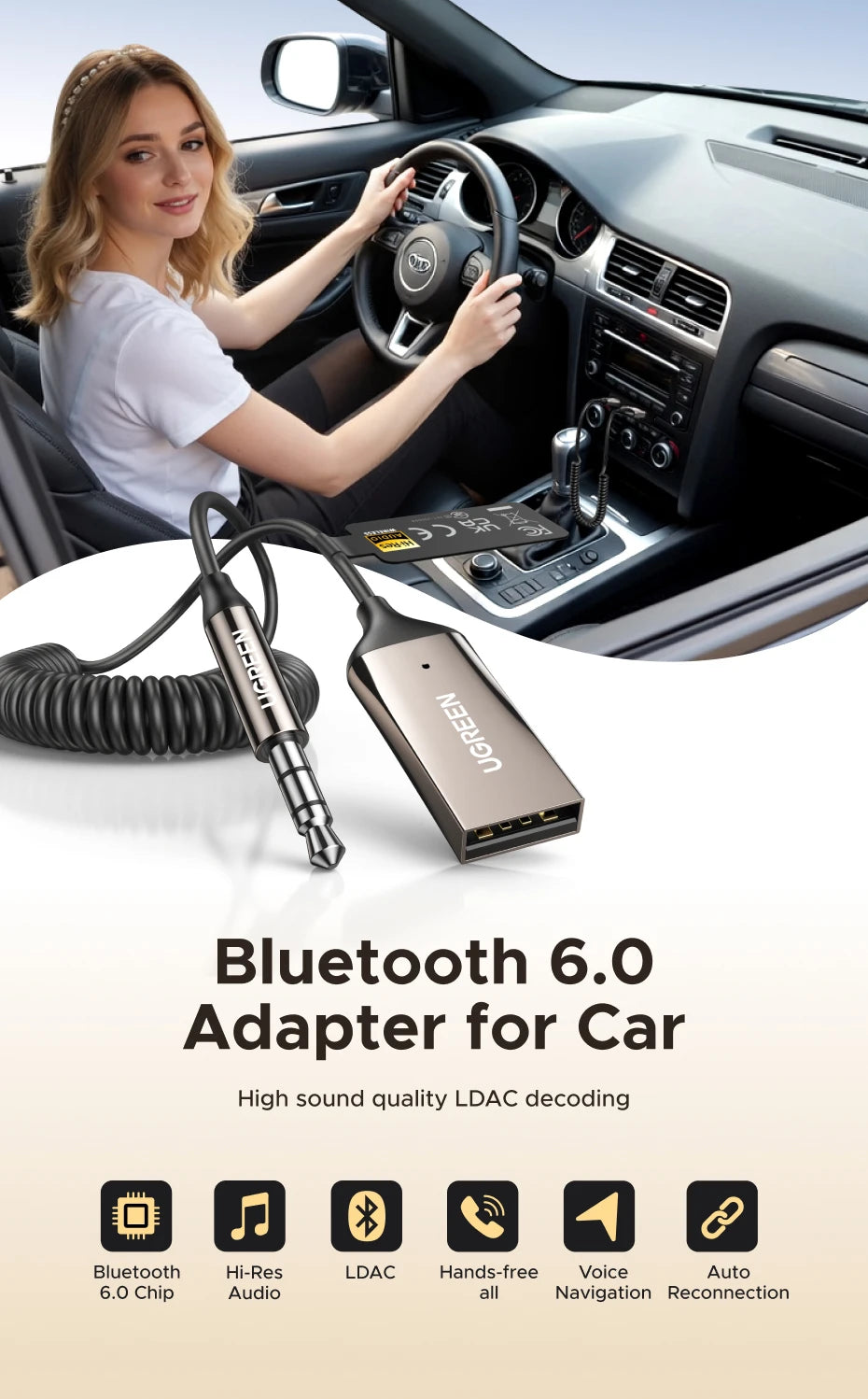 Bluetooth 5.4 Receiver Adapter for Car Speakers