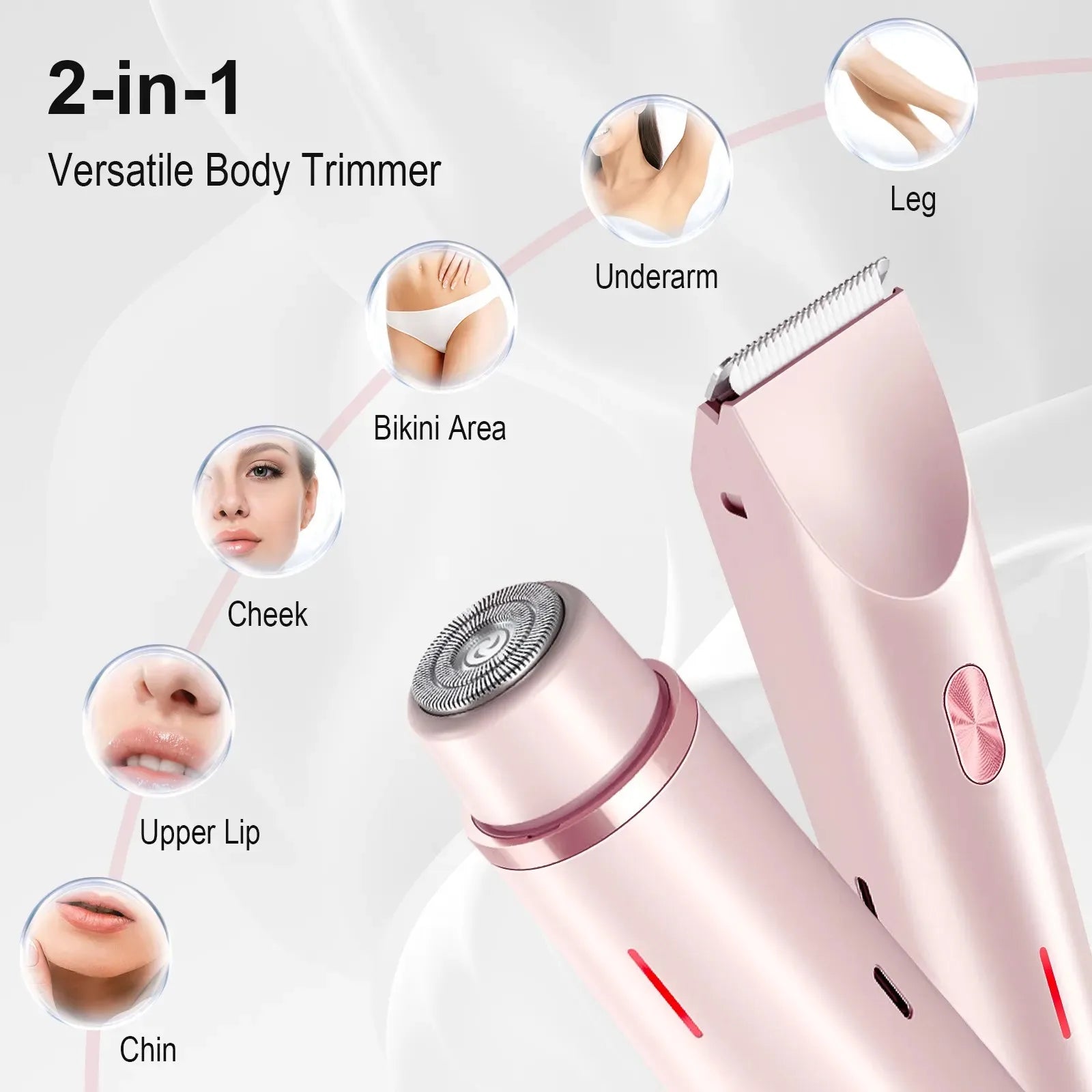 2-in-1 Waterproof Electric Hair Shaver for Body and Face - 2