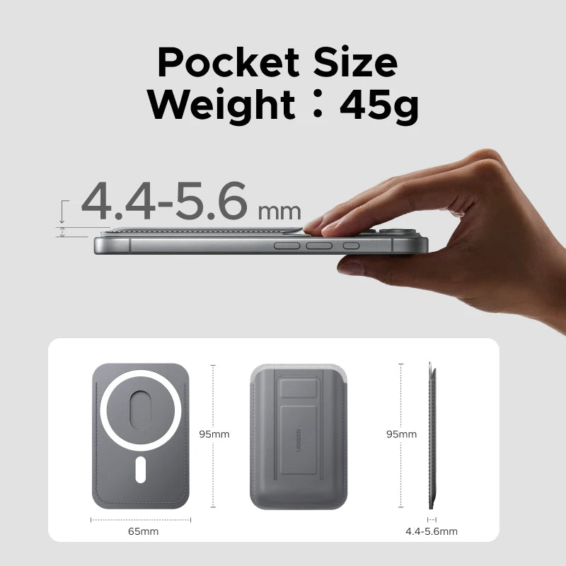 Magnetic Phone Wallet and Foldable Stand for MagSafe