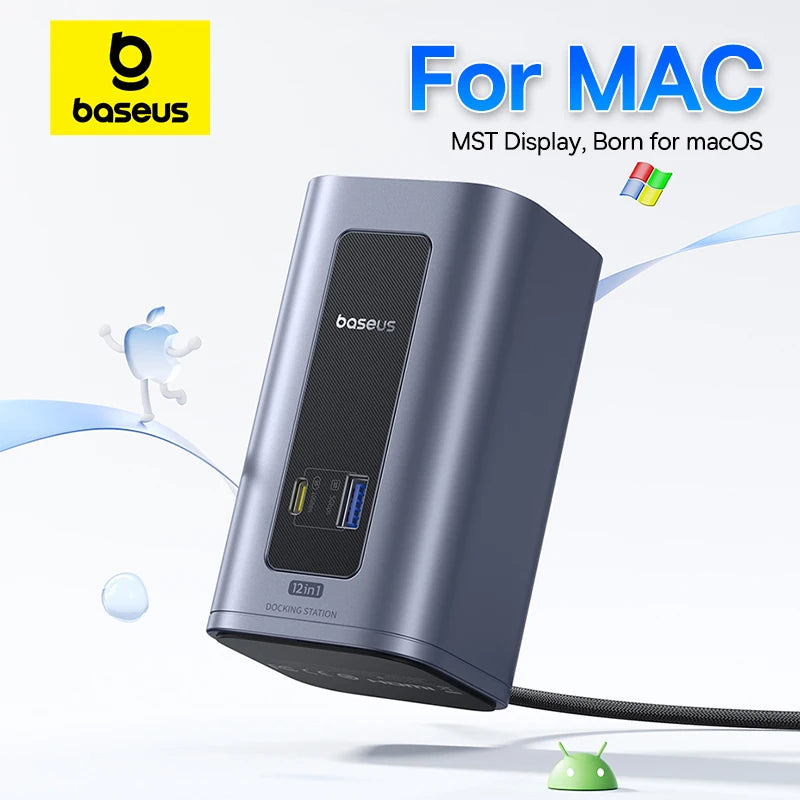12-in-1 USB-C Docking Station for MacBook and Windows Laptops