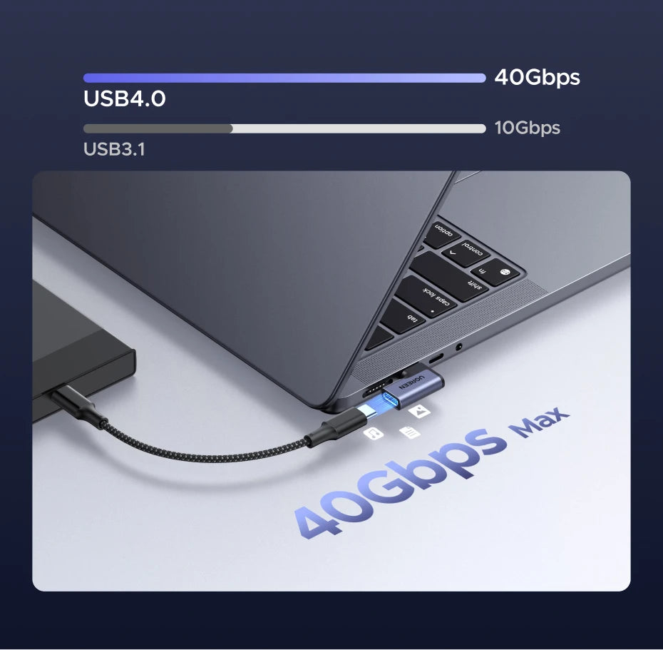 90-Degree USB-C Male to Female Adapter 240W 40Gbps - 11