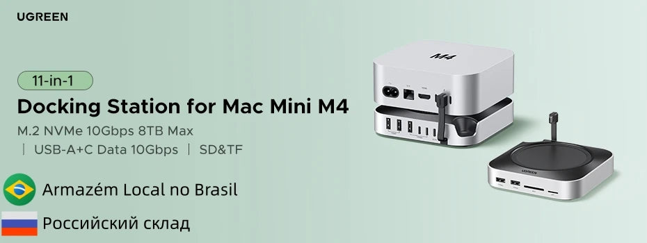 11-in-1 Docking Station for Mac Mini M4 with M.2 SSD Enclosure - 7