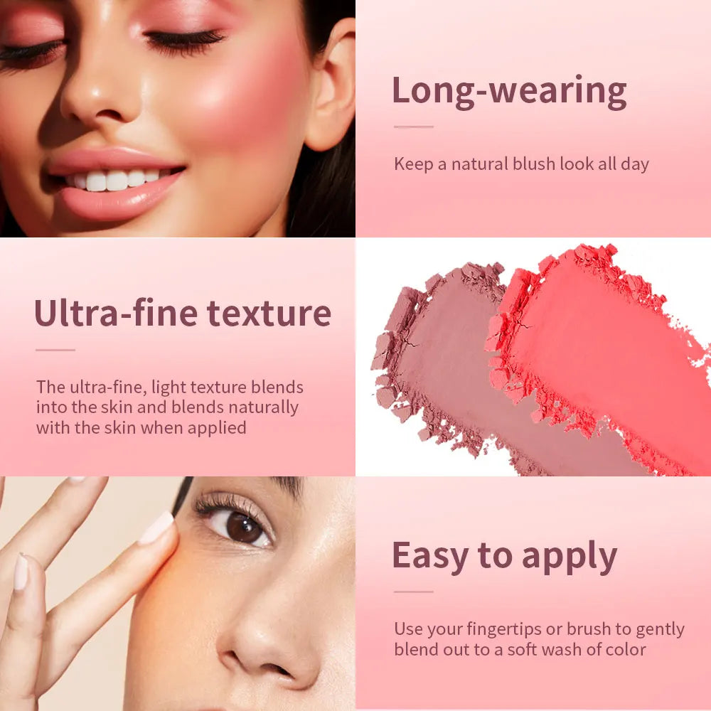 Matte Embossed Blush Palette with Professional Makeup Brush