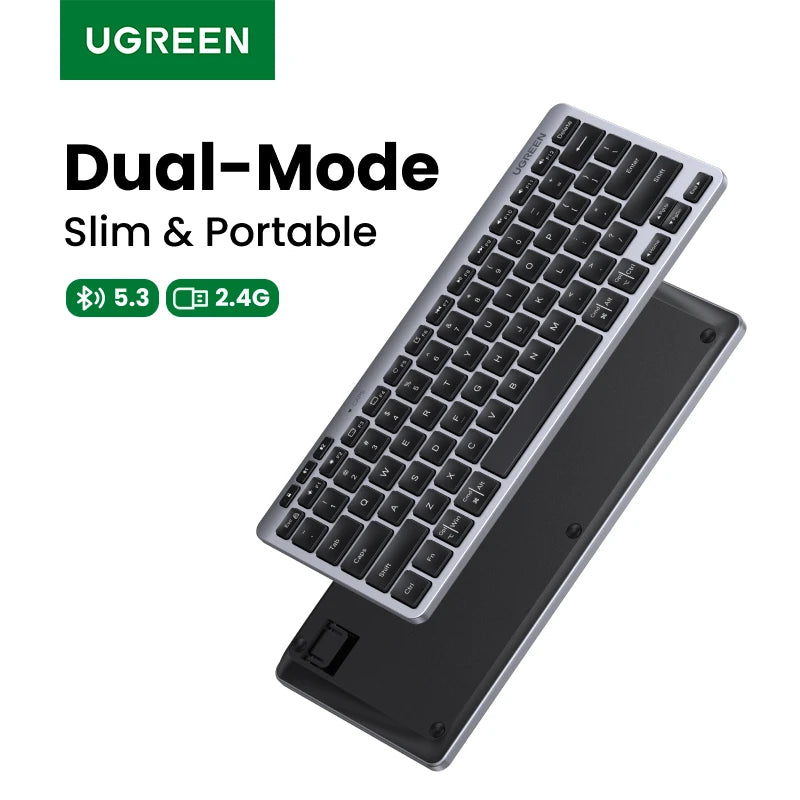 Dual-Mode Bluetooth 5.3 Wireless Slim Keyboard for Multi-Device