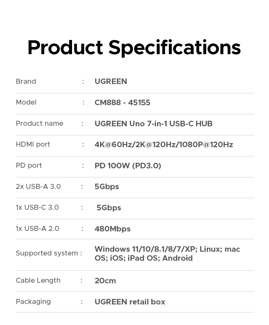 7-in-1 USB-C Hub with 4K 60Hz HDMI and Gigabit Ethernet