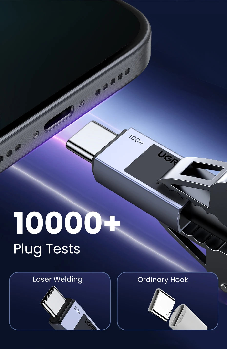 100W USB-C Fast Charging Cable for Laptops and Smartphones
