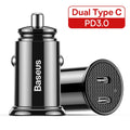 30W Dual Port Fast Car Charger USB and Type-C