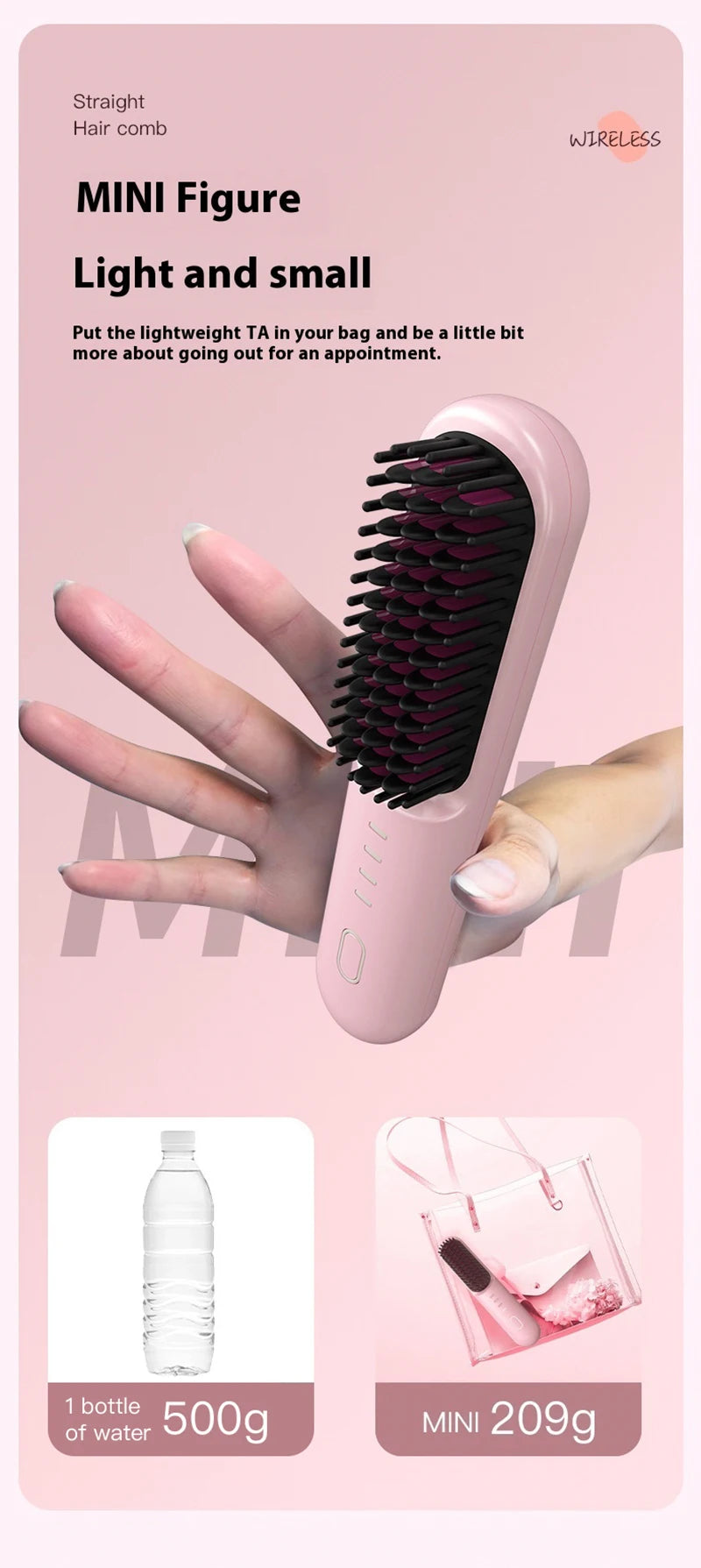 Fast Heating Cordless Hair Straightening Brush - 23