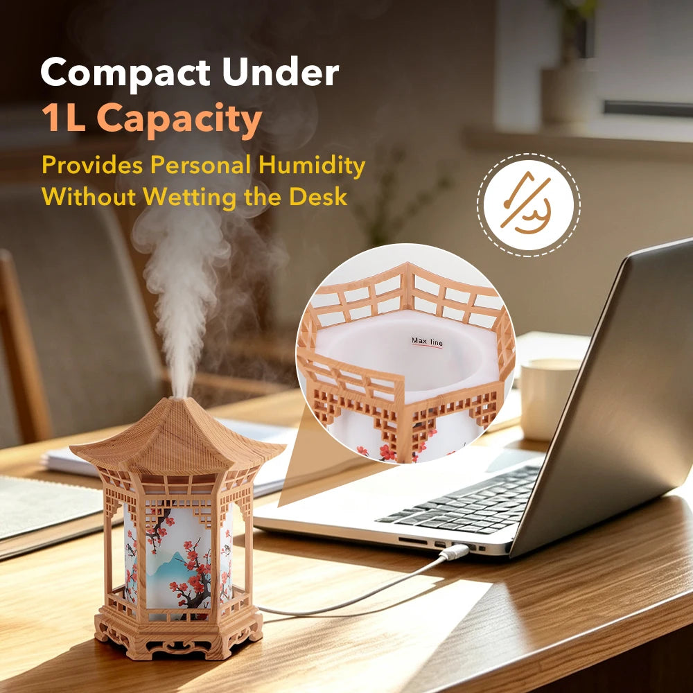 Oriental Pavilion Desktop Humidifier with LED Night Light