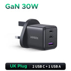 30W GaN Fast Wall Charger with Triple USB Ports