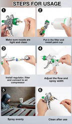 Professional HVLP Gravity Feed Paint Spray Gun with Multiple Nozzles